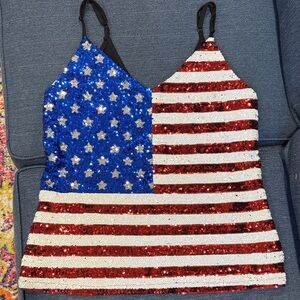 Sequin American Flag Tank Top